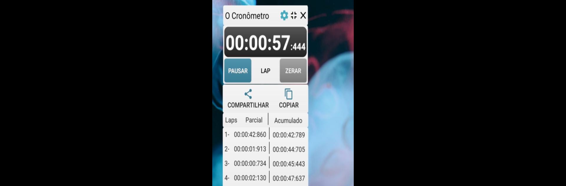 O Cronometro flutuante