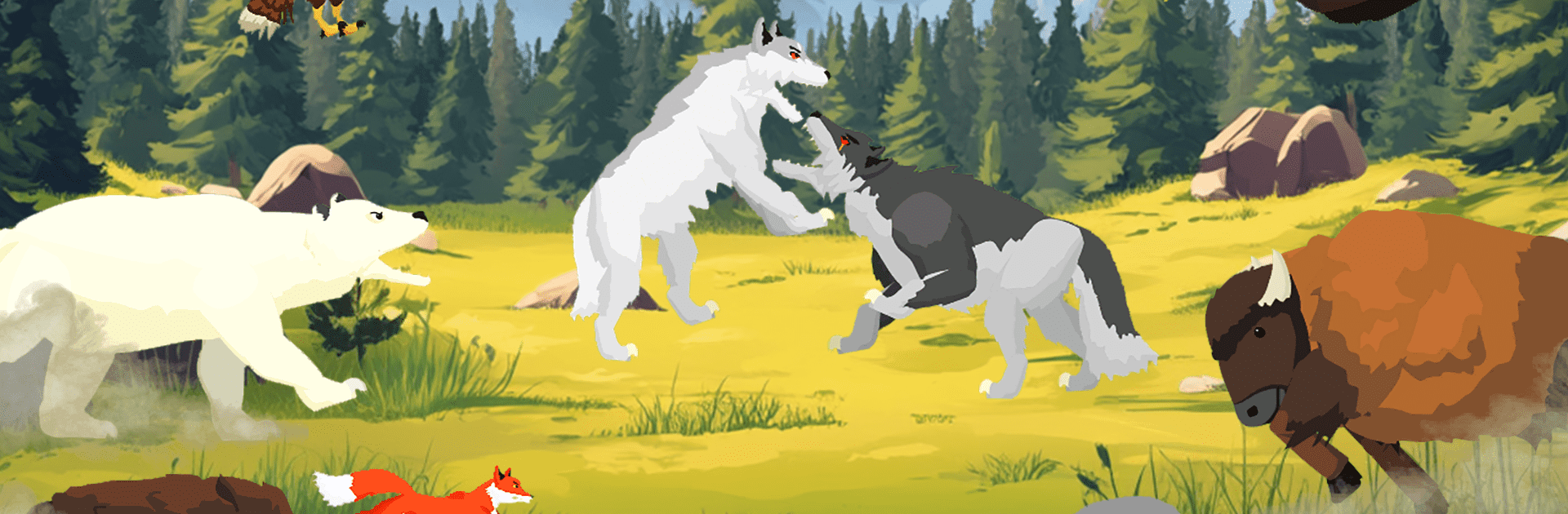 Wolf Fights Woodland Animals