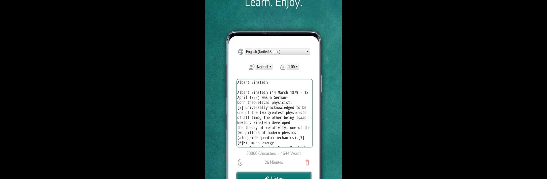 Text reader - text and voice