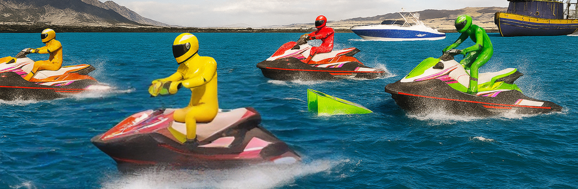 Water Jetski Boat Racing Stunt