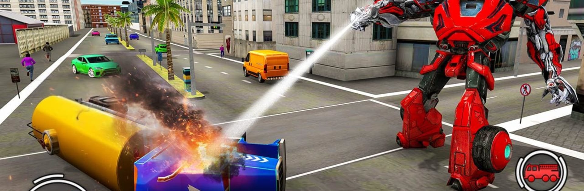 Fire Truck Flying Robot Rescue
