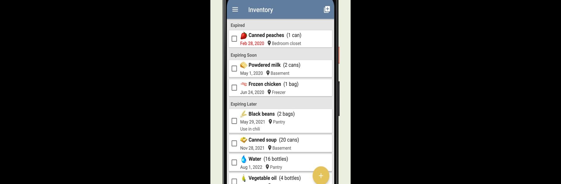 StockUp - food storage tracker