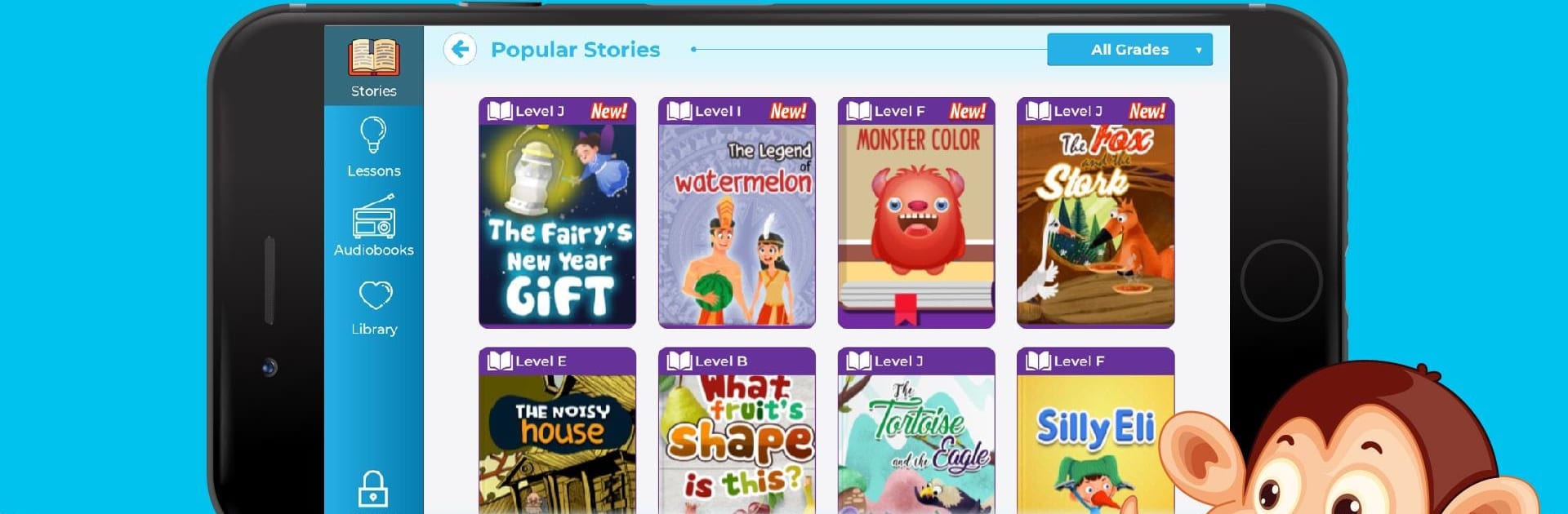 Monkey Stories: books, reading games for kids