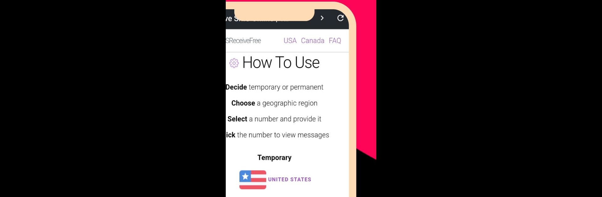 USA phone numbers, Receive SMS