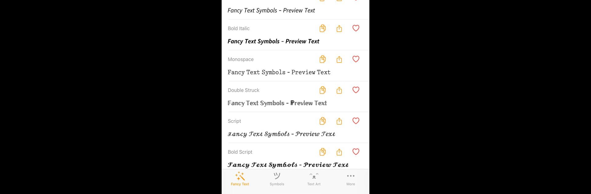 Fancy Text Symbols