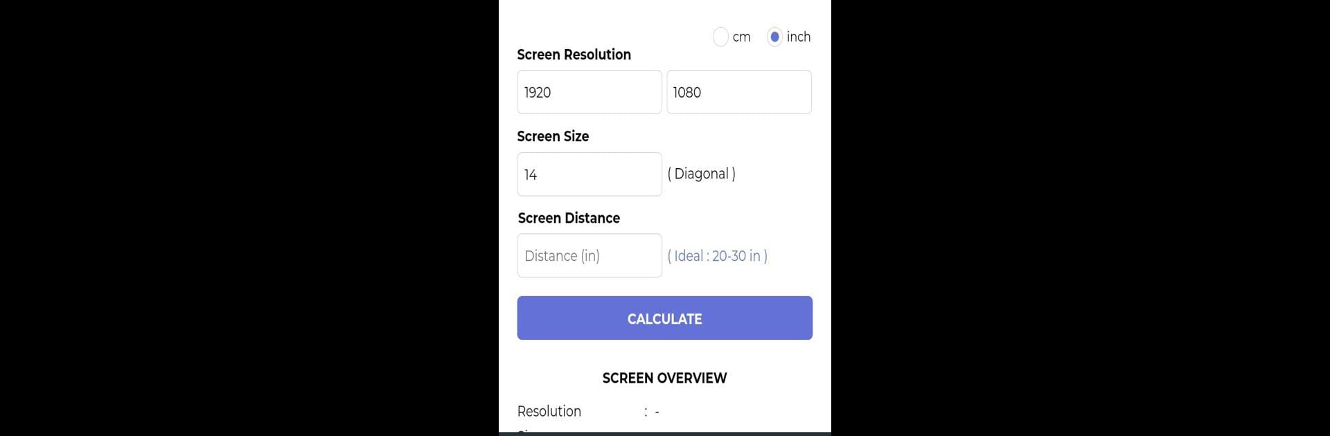 Retina Display Calculator