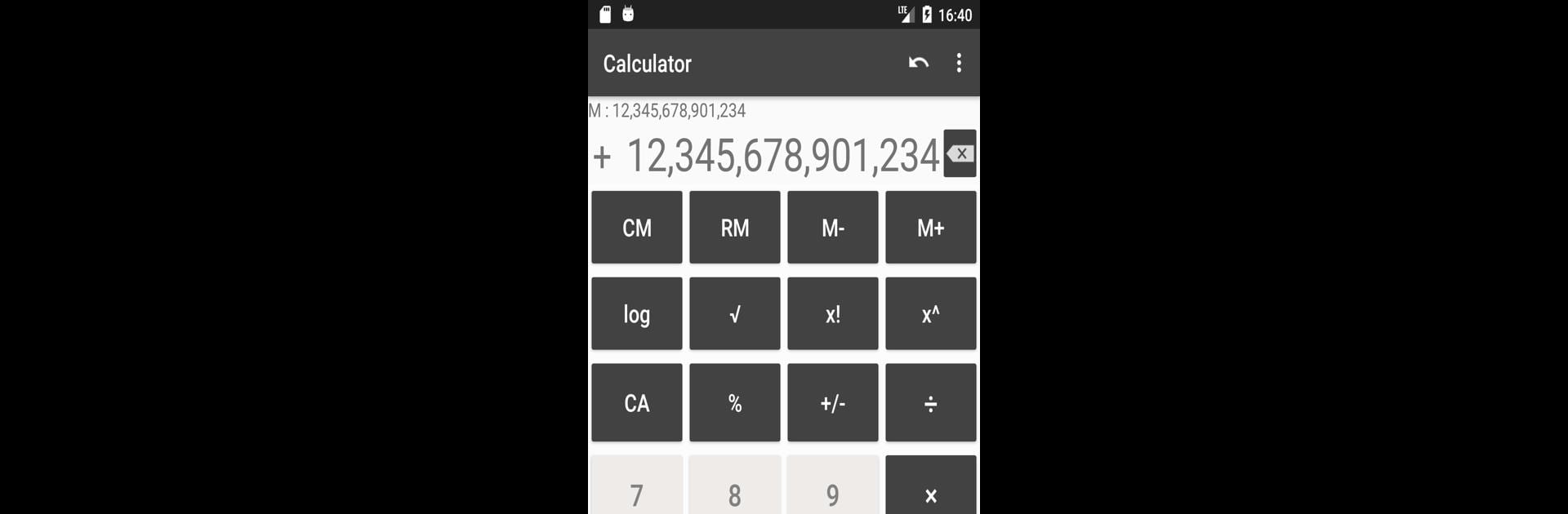 Calculator with many digit