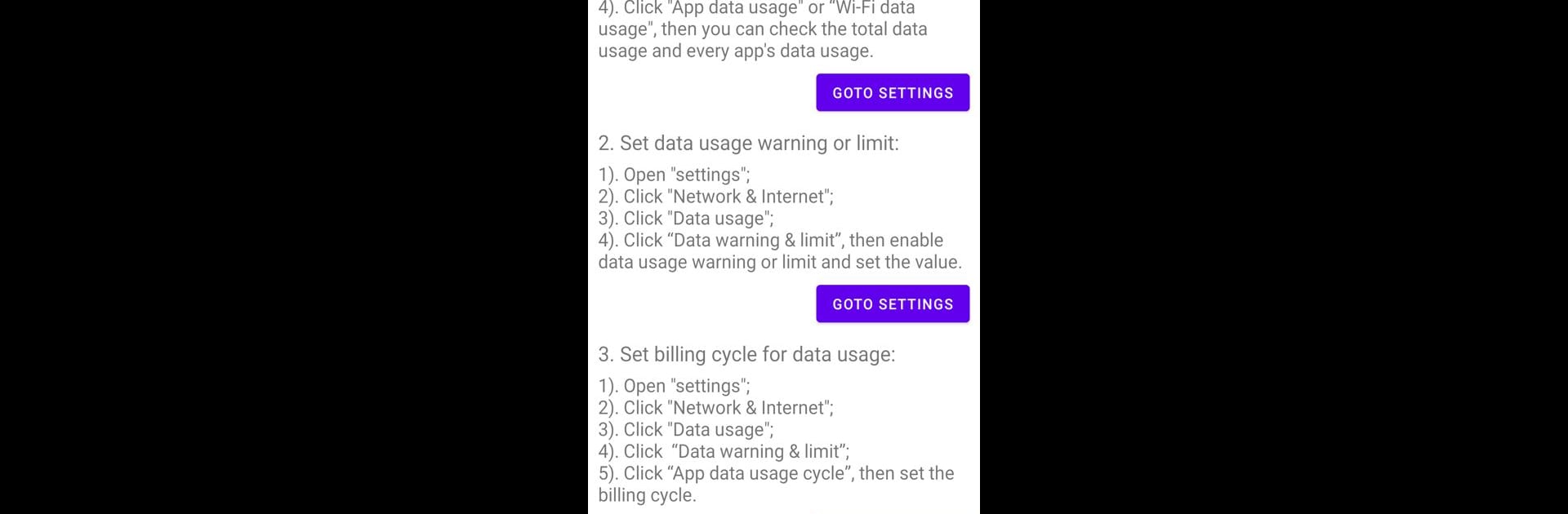 How to set network data usage