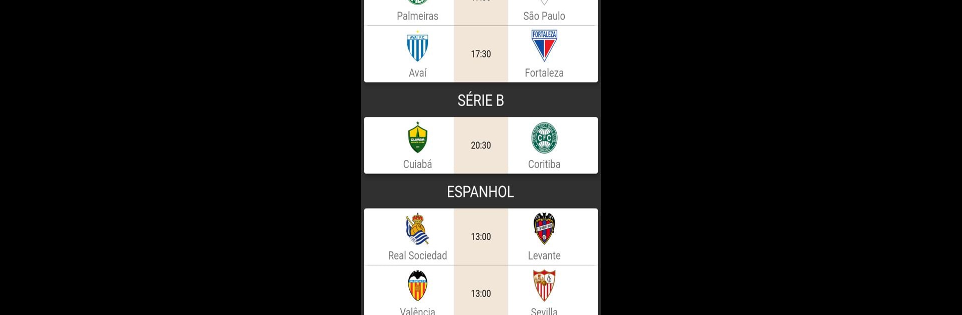 placarZão - resultados de futebol ao vivo