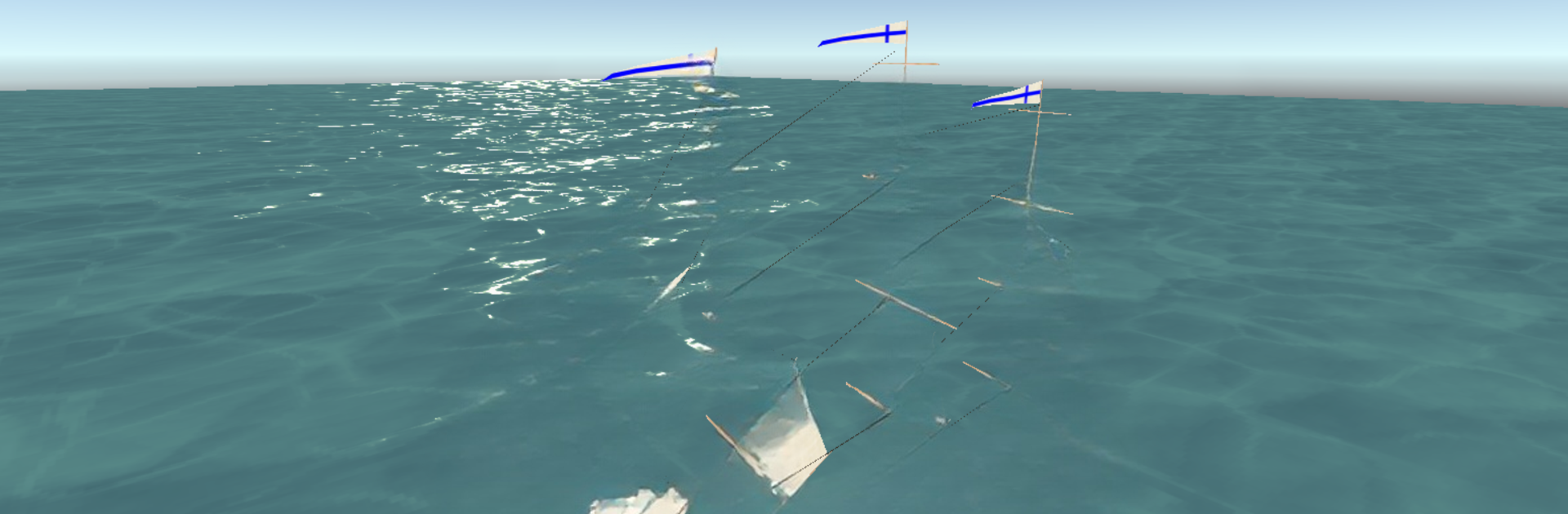 Wooden Boat Sea Water Drive 3d