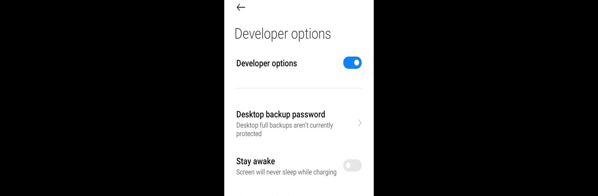 Developer Options