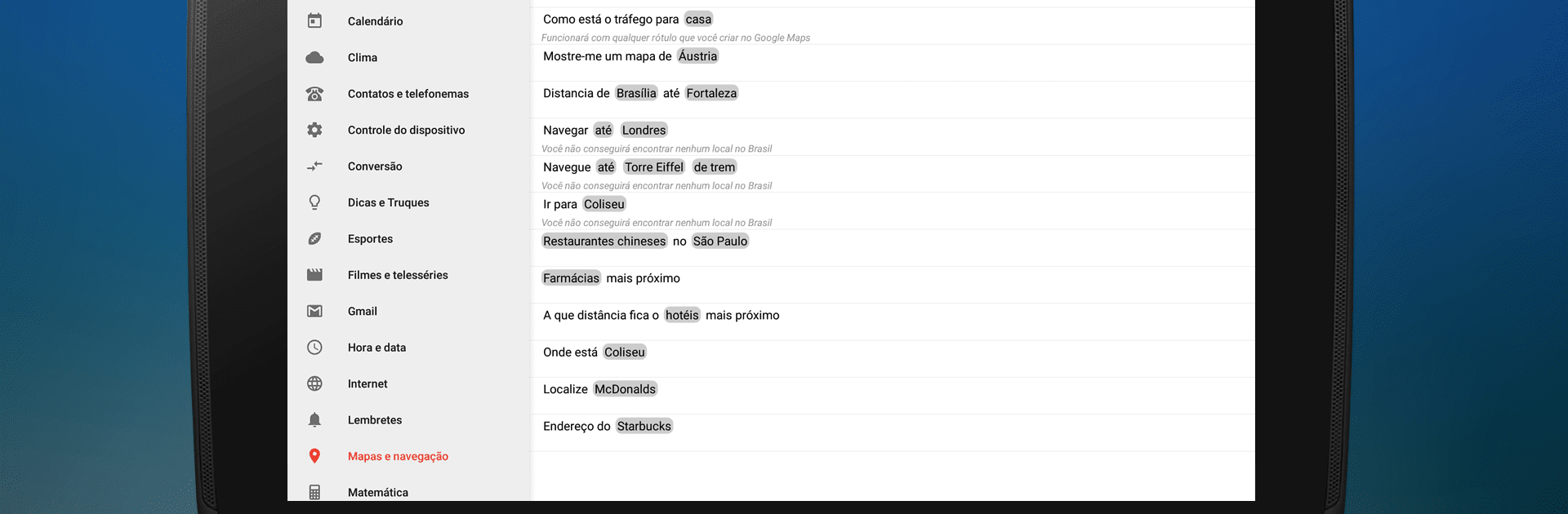 Comandos de voz de OK Google