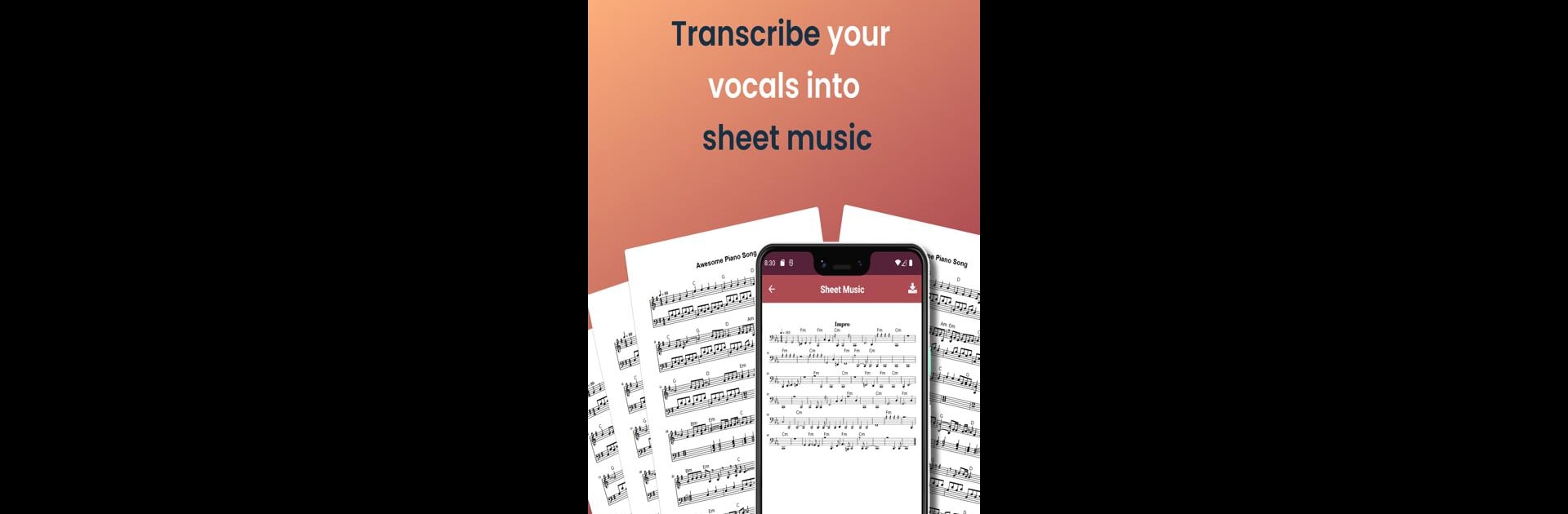 Sing2Notes - Sheet from Vocals