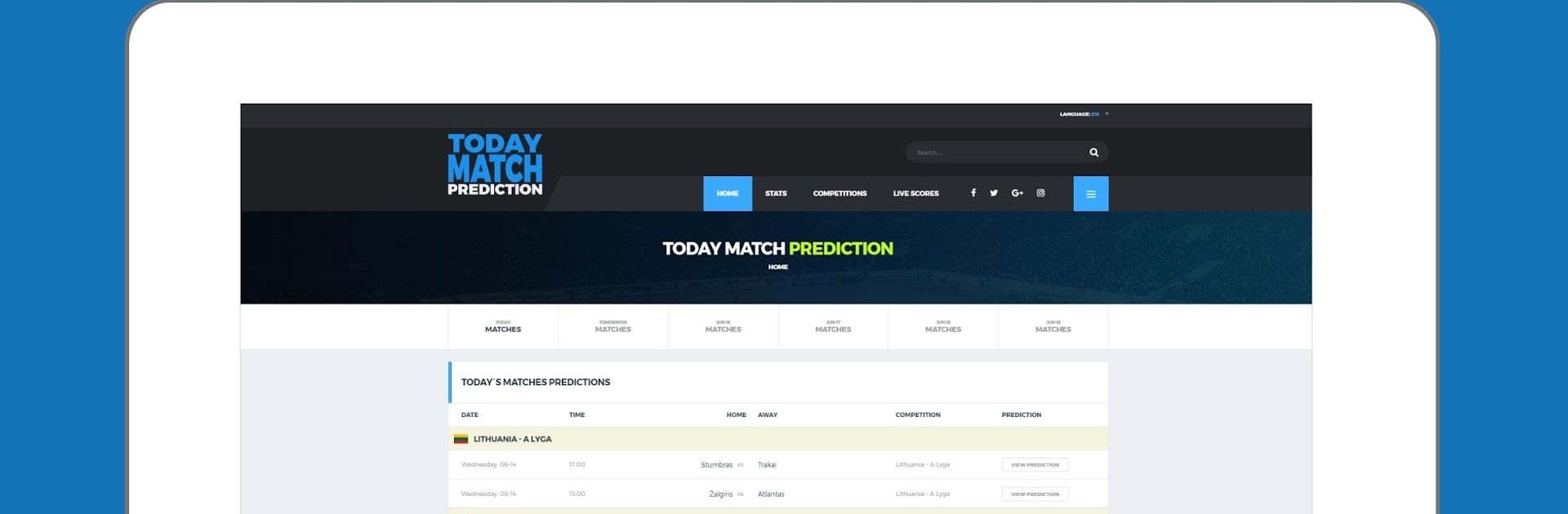 Today Match Prediction - Soccer Predictions