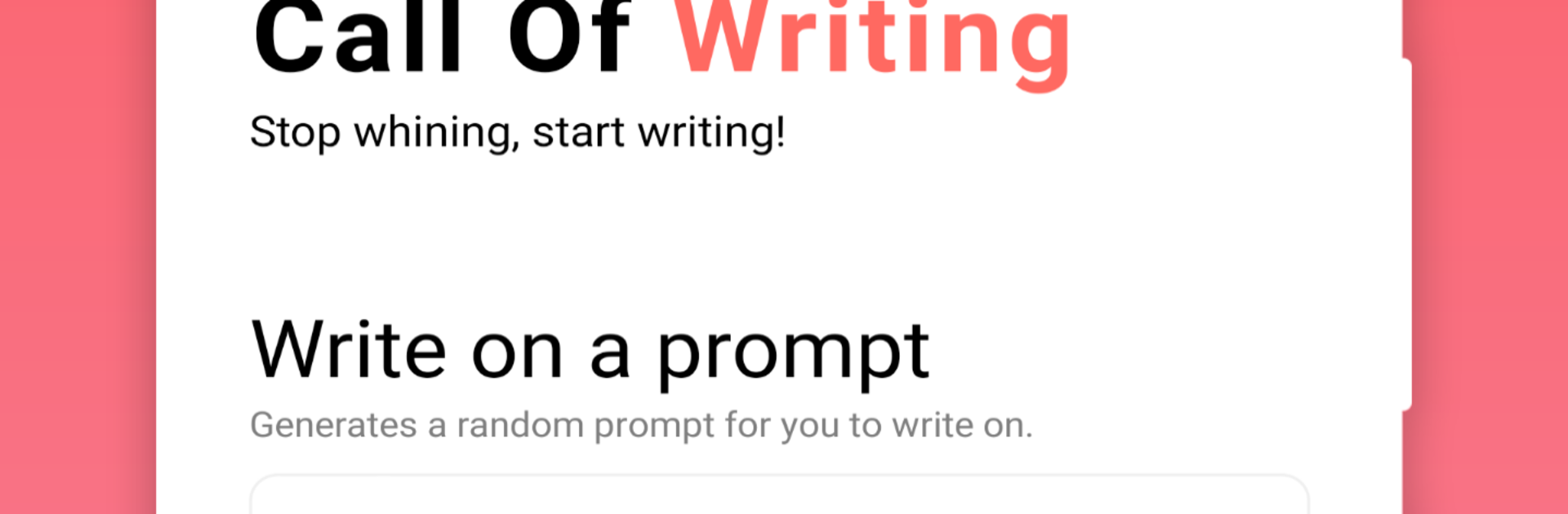 Call Of Writing - Say Goodbye To Writer's Block