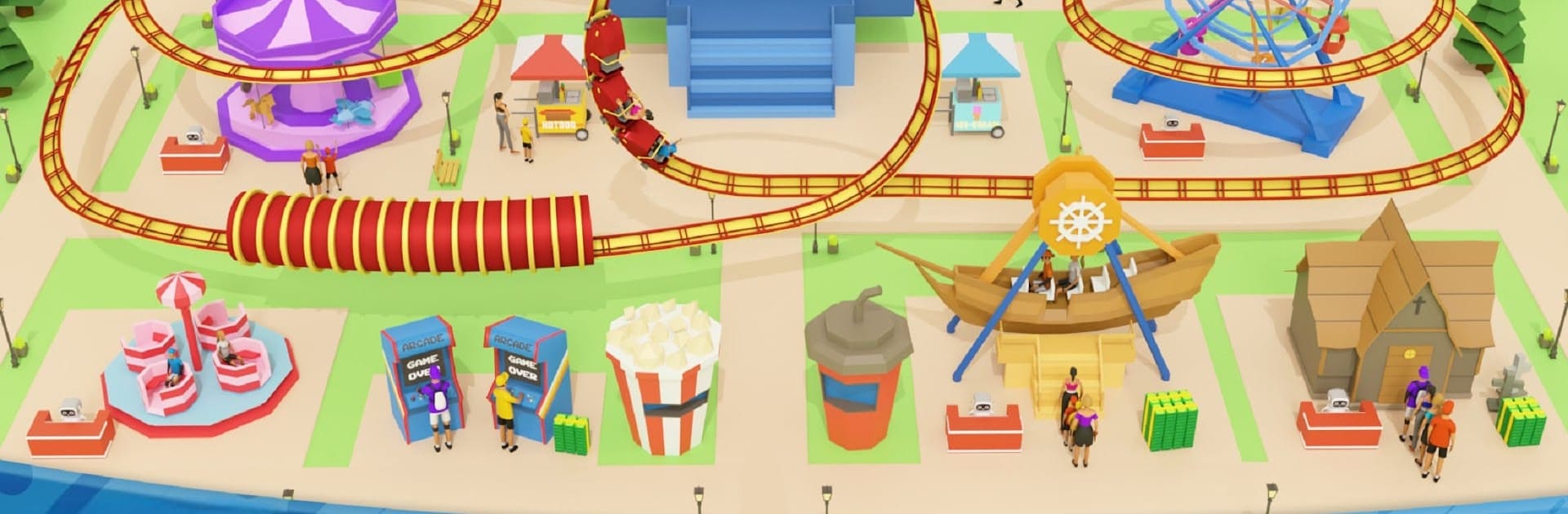 Theme Park Roller Coaster Game