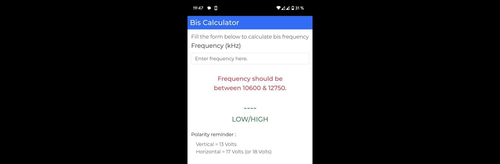 Bis Calculator