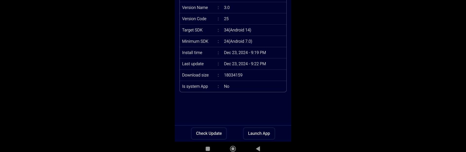 App info - Apk details