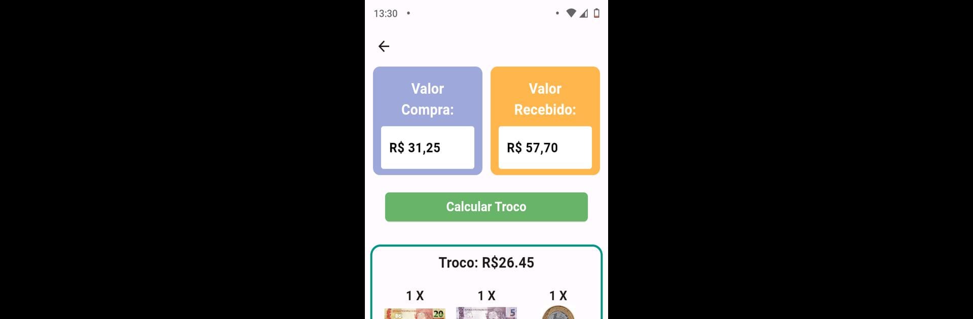 Calculadora de Troco