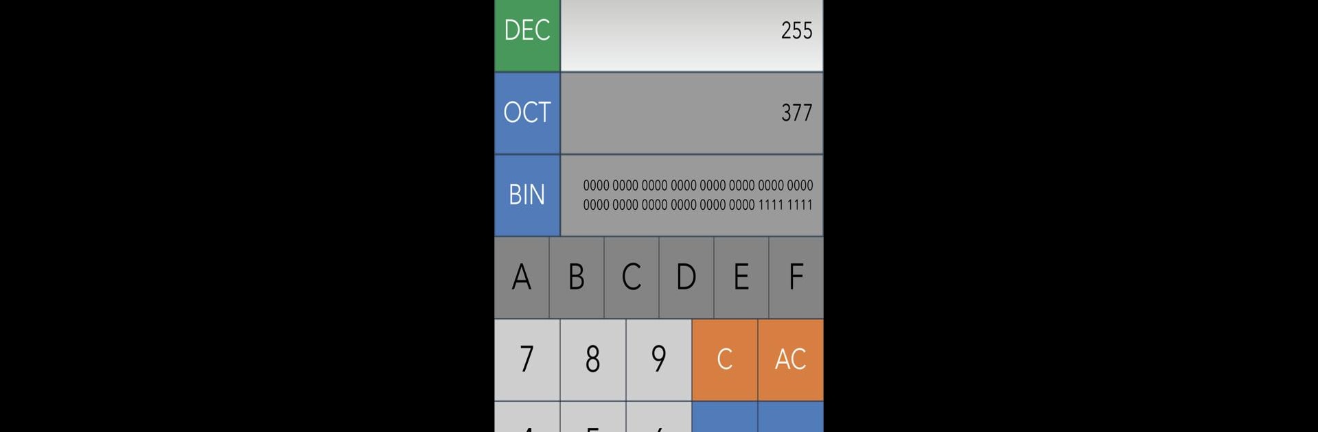 Hex,Dec,Oct,Bin(Dev Calc)