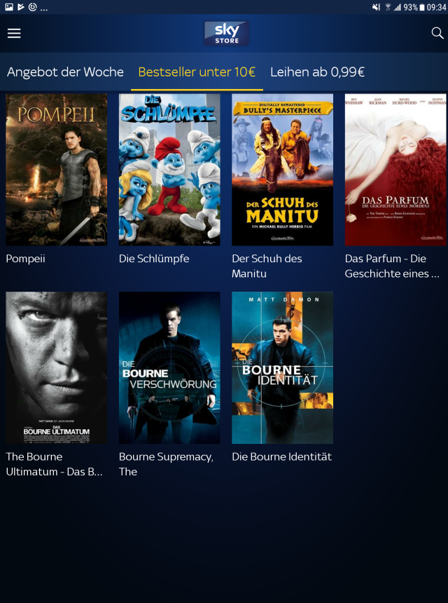 Sky Store: Filme
