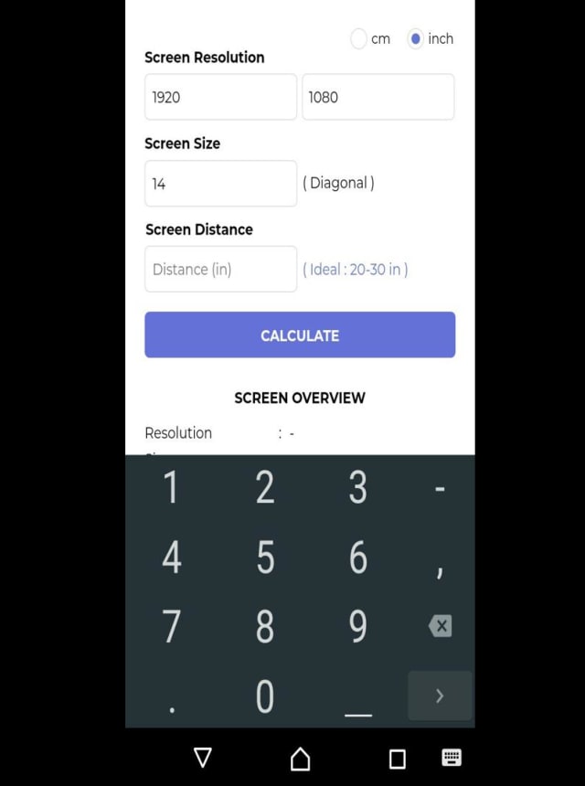 Visual Display Calculation Retina Display Calculator