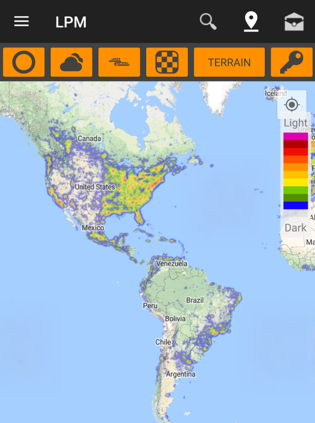 Light Pollution Map - Dark Sky